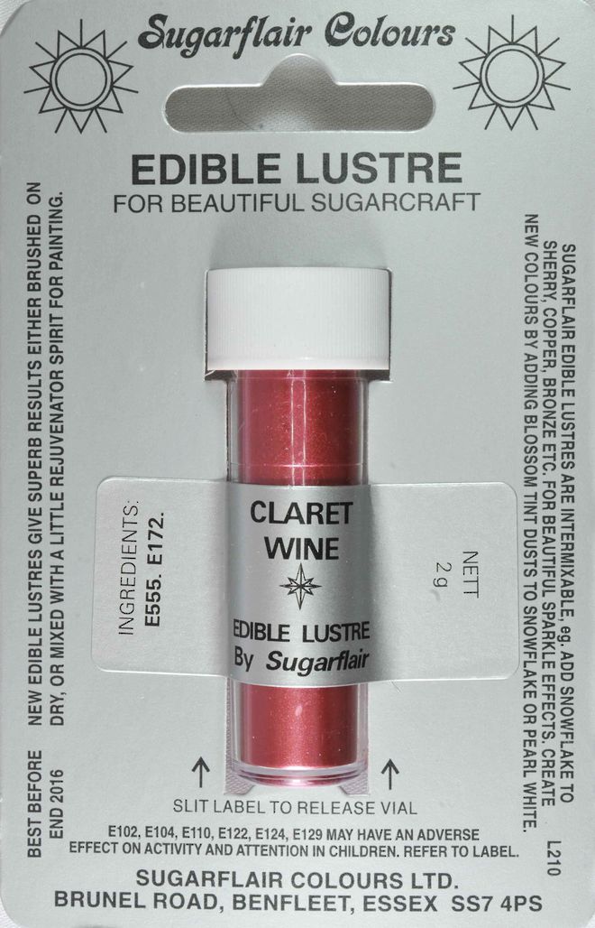 Sugarflair Edible Lustre Colour Claret Wine image 0